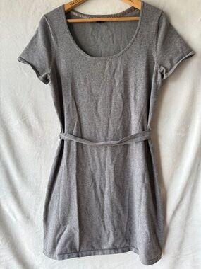 Tommy Hilfiger Gray Short Sleeve Belted T-Shirt Dress Size L